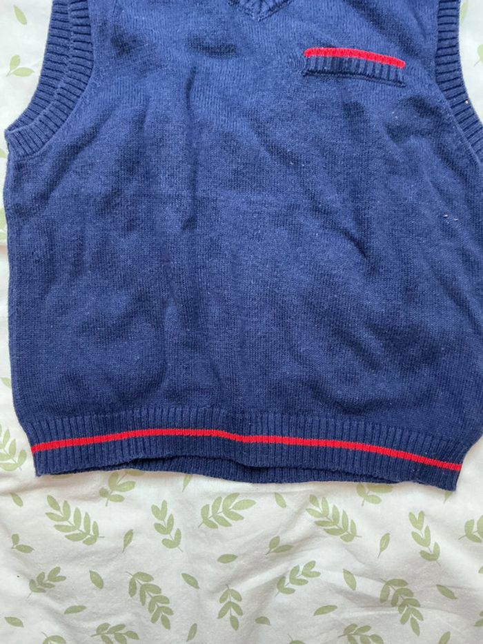 pull débardeur marine et rouge grain de blé 24 mois - photo numéro 5