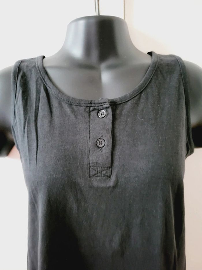 Haut Top tee shirt noir débardeur taille S 36 en 100% coton coquette - photo numéro 4