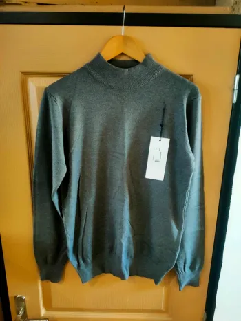 Pull homme gris col mao L tony moro NEUF