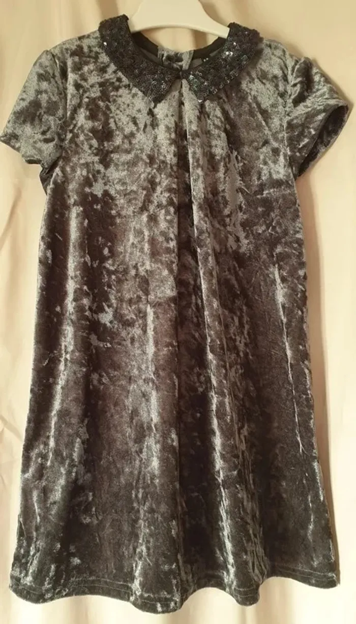 Robe velours gris bleu 5 ans