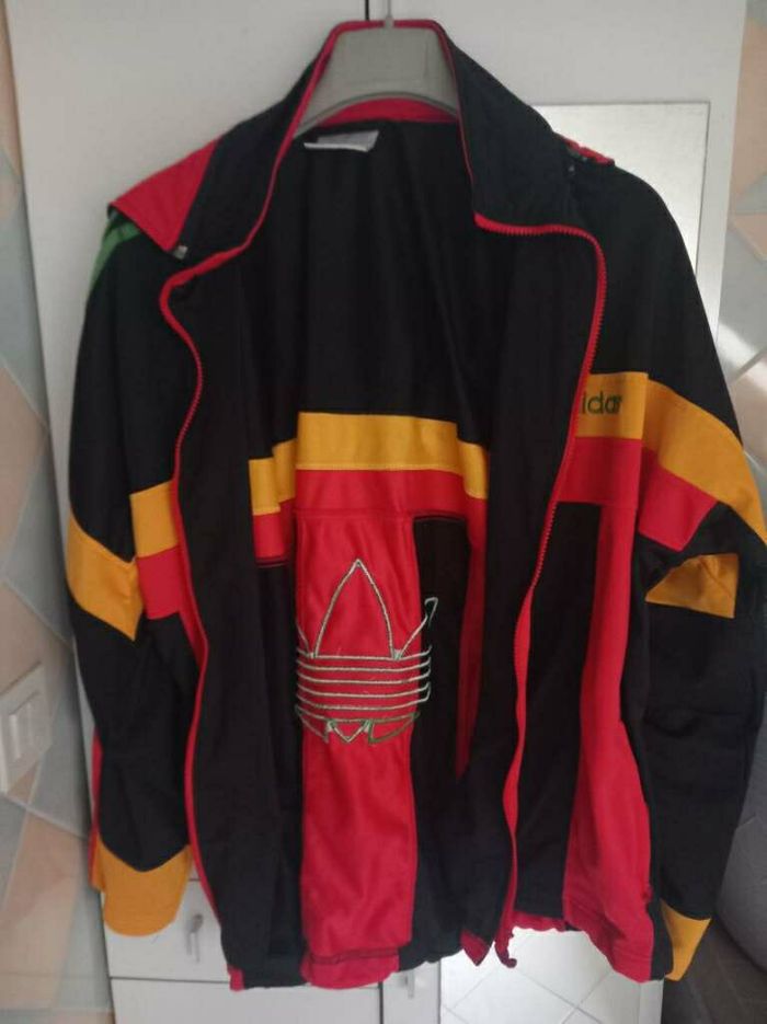 veste zippée à capuche adidas vintage Rare couleurs rasta jaune rouge vert noir taille L - photo numéro 4