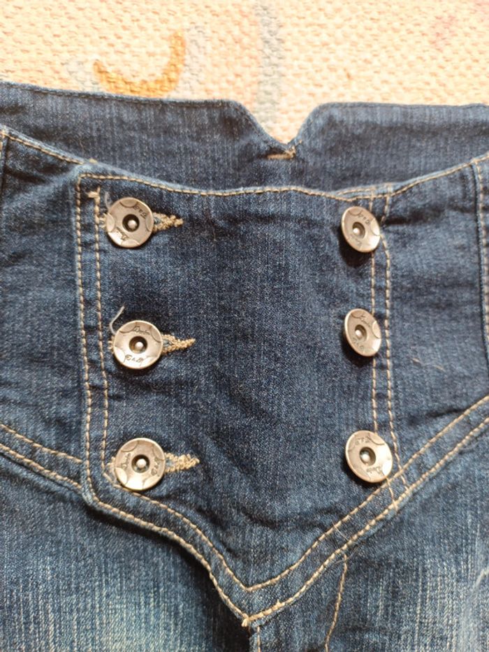 Short bleu jean court taille haute 36 - photo numéro 2