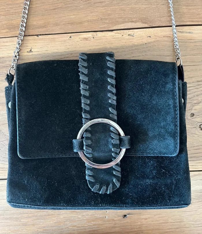 Sac à bandoulière en daim noir la Redoute - photo numéro 2