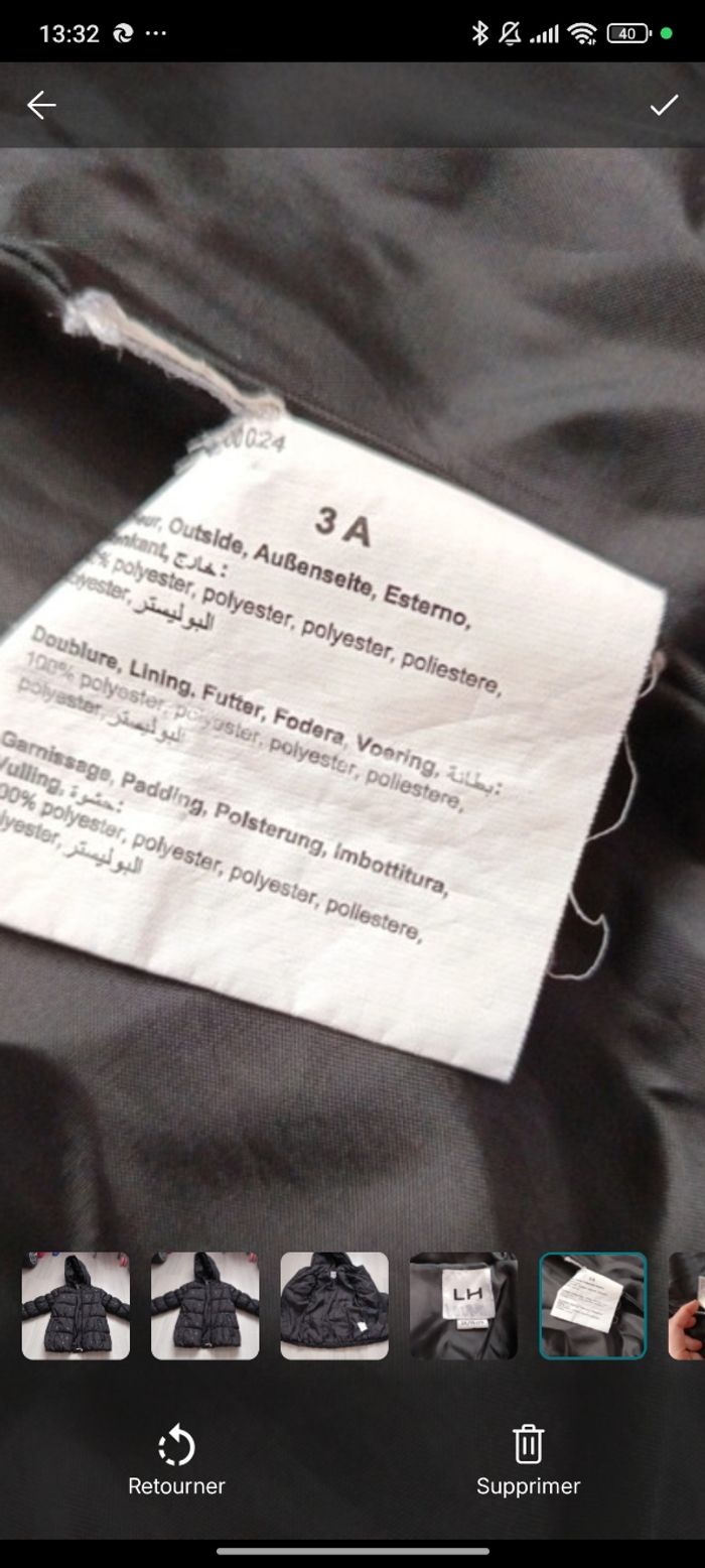 Manteau doudoune noir étoilé fille 3 ans très bon état - photo numéro 5