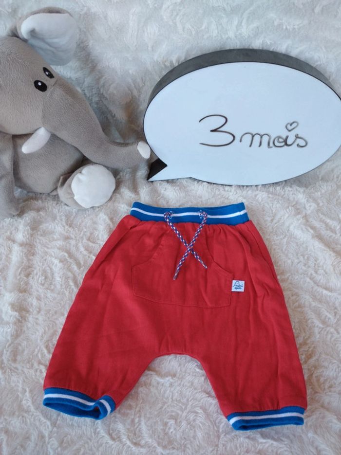 Pantalon doublé style sarouel Garçon 3 mois Dpam 100% coton