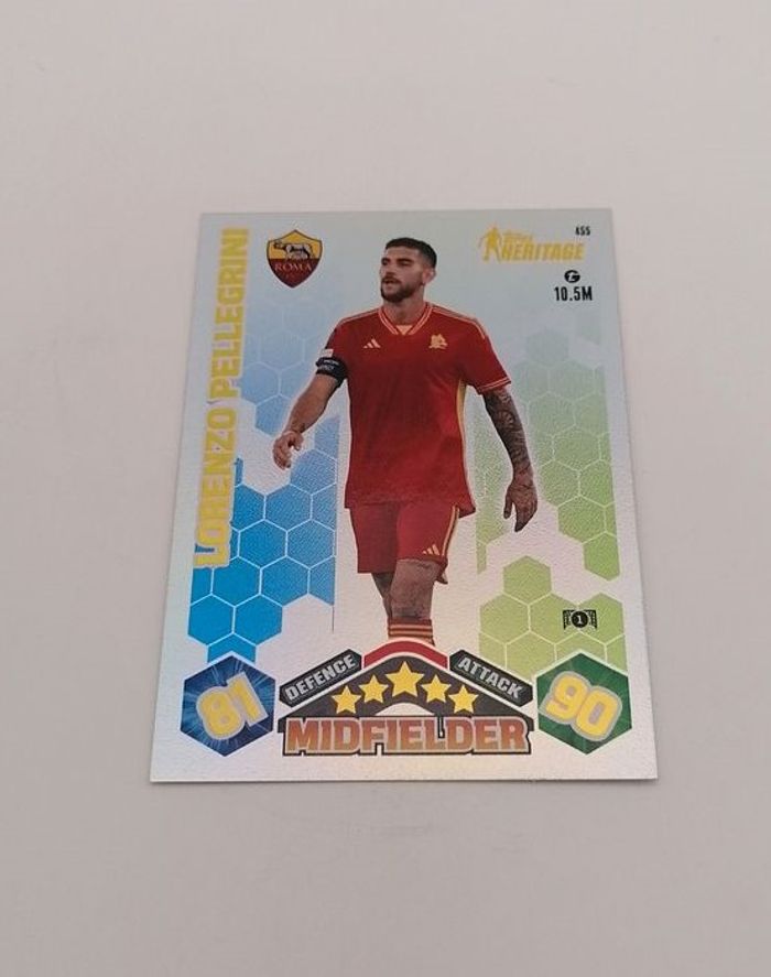 Carte Topps Match Attax 2023-24 HÉRITAGE Lorenzo Pellegrini n°455 AS ROMA - photo numéro 3