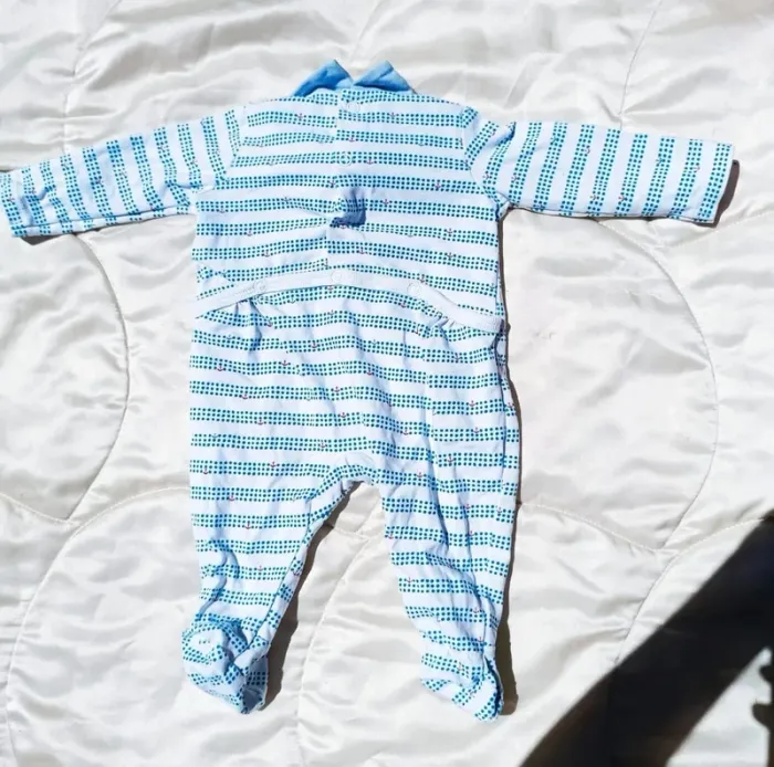 Pyjama manches longues blanc rayé bleu animaux 1 mois 53 cm Sergent Major - photo numéro 2