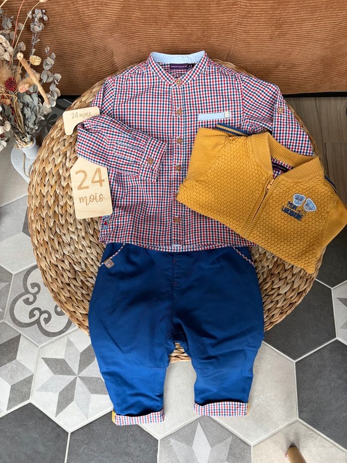 Ensemble 3 pièces jaune et bleu - 24 mois