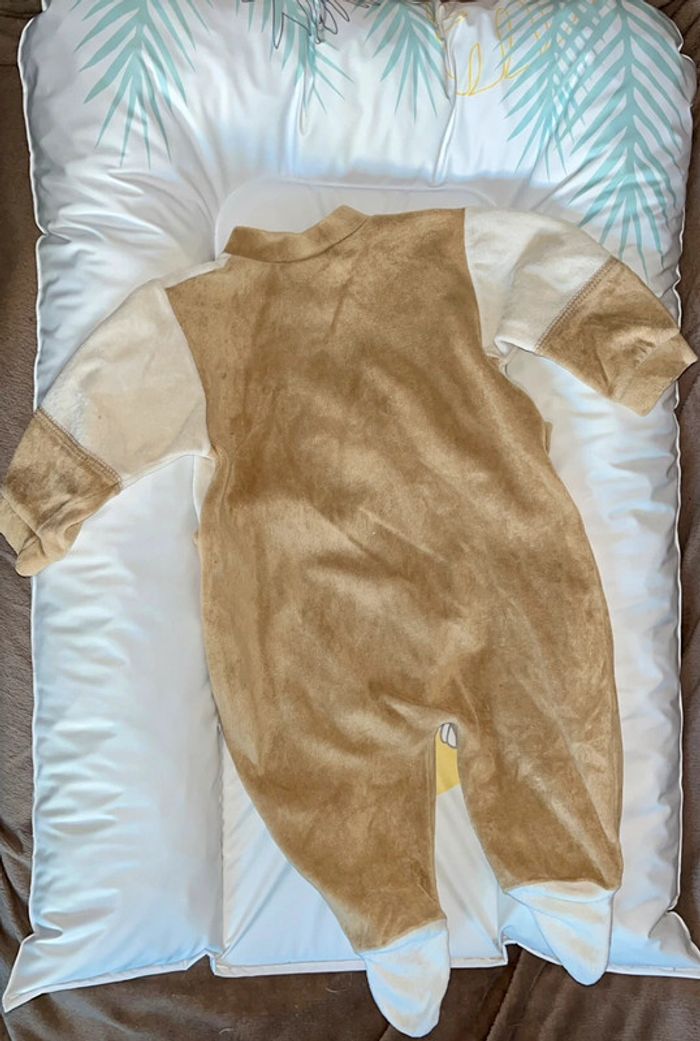 Pyjama velours beige et blanc mixte taille 6mois - photo numéro 2