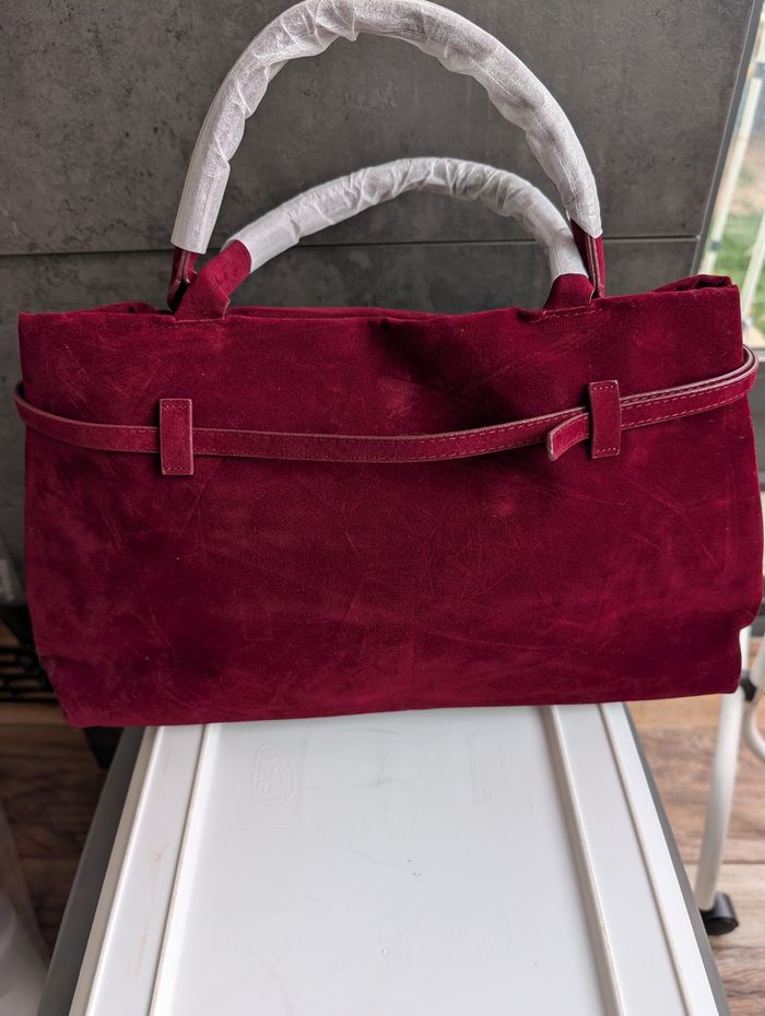 Magnifique sac à main en simili daim bordeau - photo numéro 3
