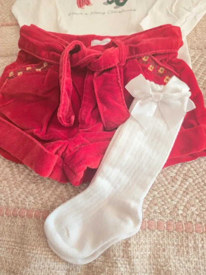 Ensemble 4 pièces Noël rouge blanc 24 mois - photo numéro 5