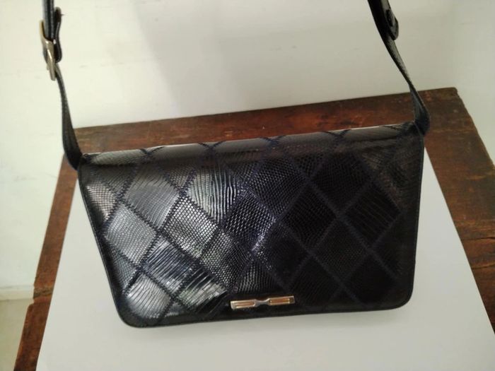 Pochette sac à main berma paris cuir peau de serpent - photo numéro 9