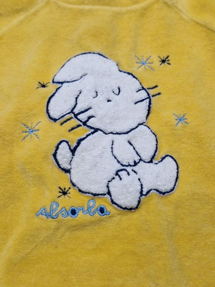 Barboteuse/Pyjama Velours Éponge Jaune Absorba - Lapin - 3 Mois - photo numéro 2