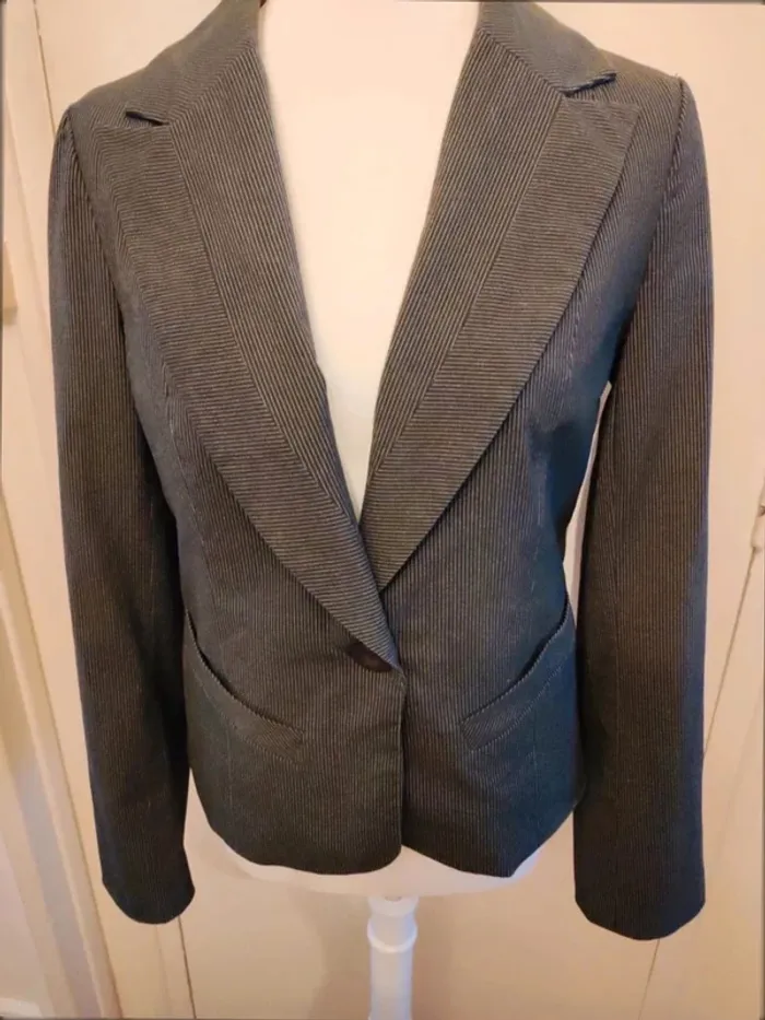 Blazer femme taille 42 à rayures blanches - photo numéro 2