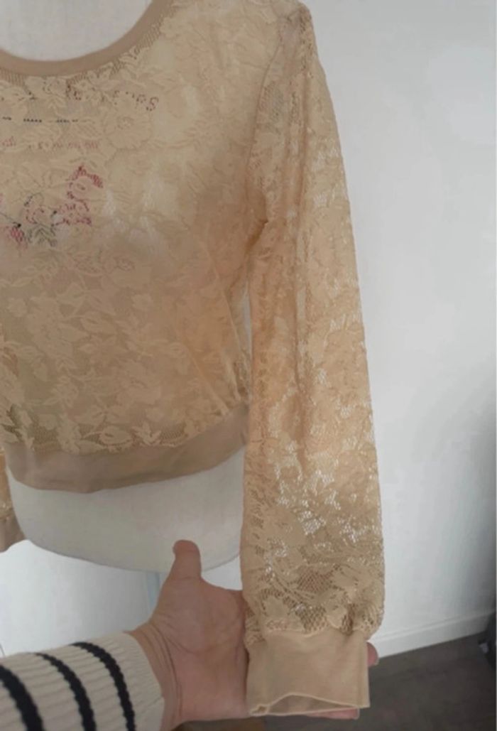 Blouse en dentelle beige S ou 36 - photo numéro 5
