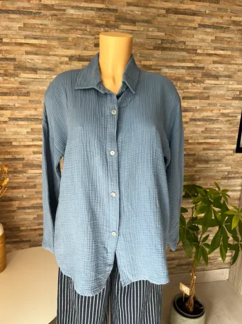 Chemise gaz de coton bleu jean