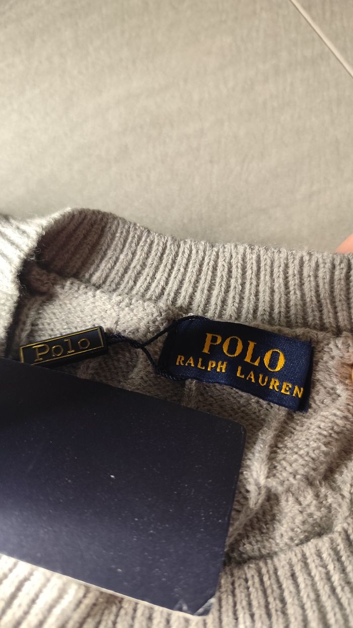 Pull Ralph Lauren tosadé gris - Taille M - photo numéro 4