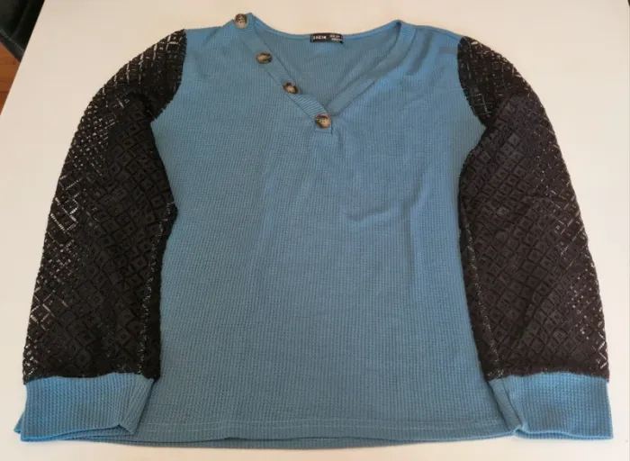 T.shirt nid d'abeille manches longues dentelle
