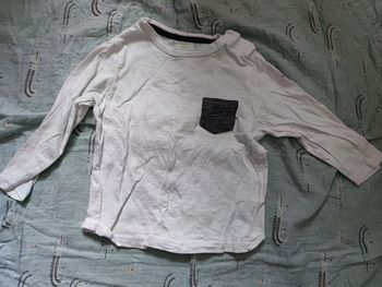 T-shirt manches longues blanc T.18 mois