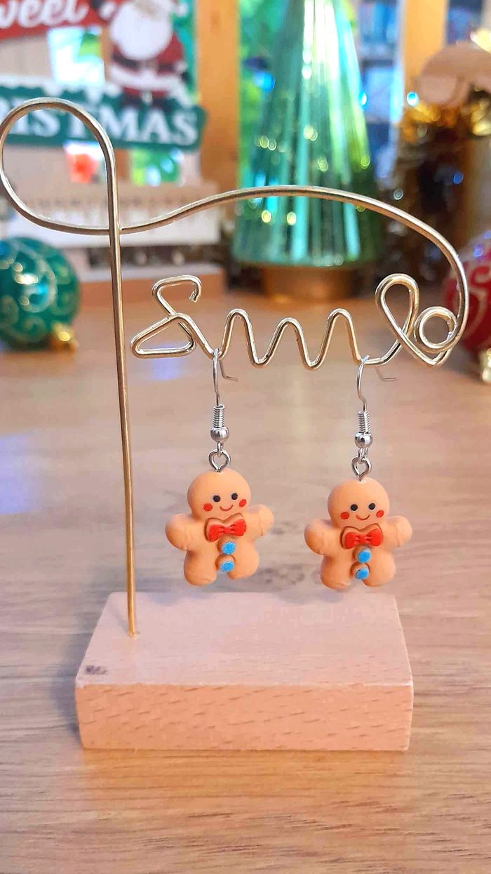 Bijoux Noël | Boucles d’oreilles Pain d’épices – Neuves - photo numéro 2