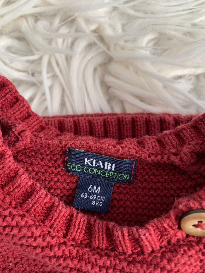 Pull imitation laine bordeaux et bleu marine 6 mois - photo numéro 4