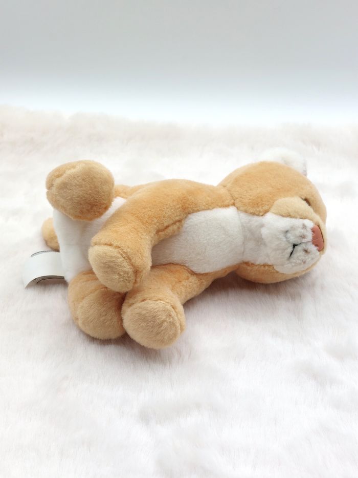 Petite peluche doudou lionceau lion beige blanc GIPSY 17 cm nez rose - photo numéro 5