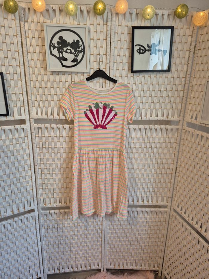💕Jolie Robe d'été rayée à sequins réversibles In Extenso fille 14 ans💕