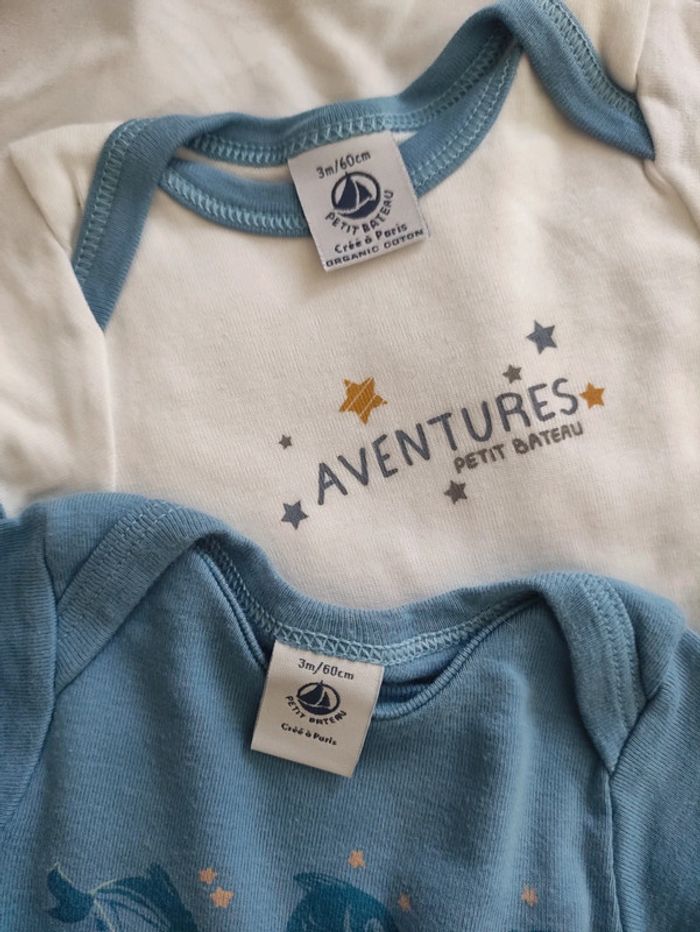 Lot de 2 body petit bateau 3 mois - photo numéro 2