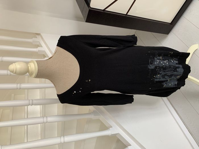 Robe pull à manches longues Jacqueline Riu Noir à motifs argentés et gris - photo numéro 1