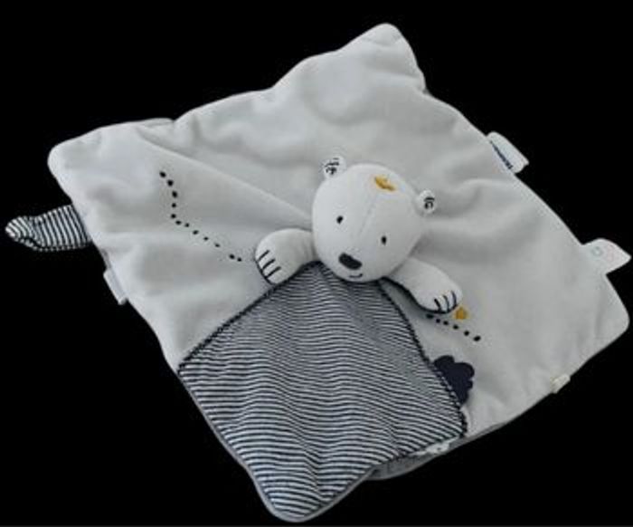 ❤️B5287 Doudou Plat Ours Sam Couronne Blanc Bleu Noukie's Noukies