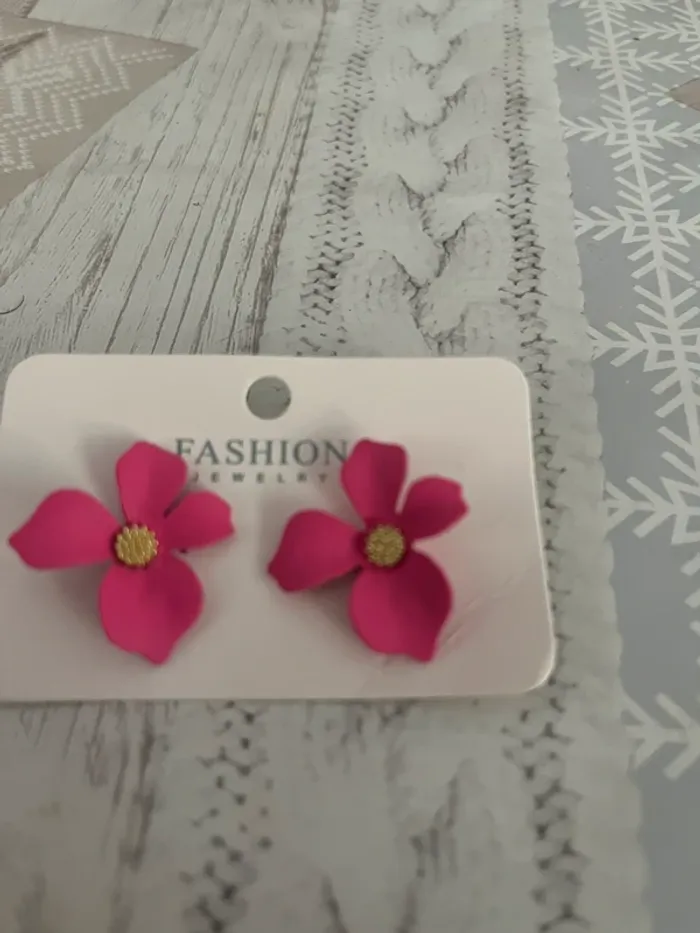 Boucles d’oreilles fleurs rose fuchsia – Style estival et élégant - photo numéro 4