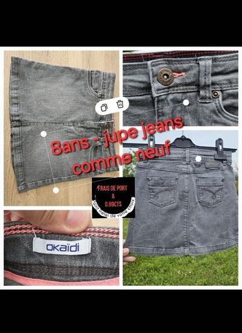Jupe type jeans gris  8 ans fille OKAIDI