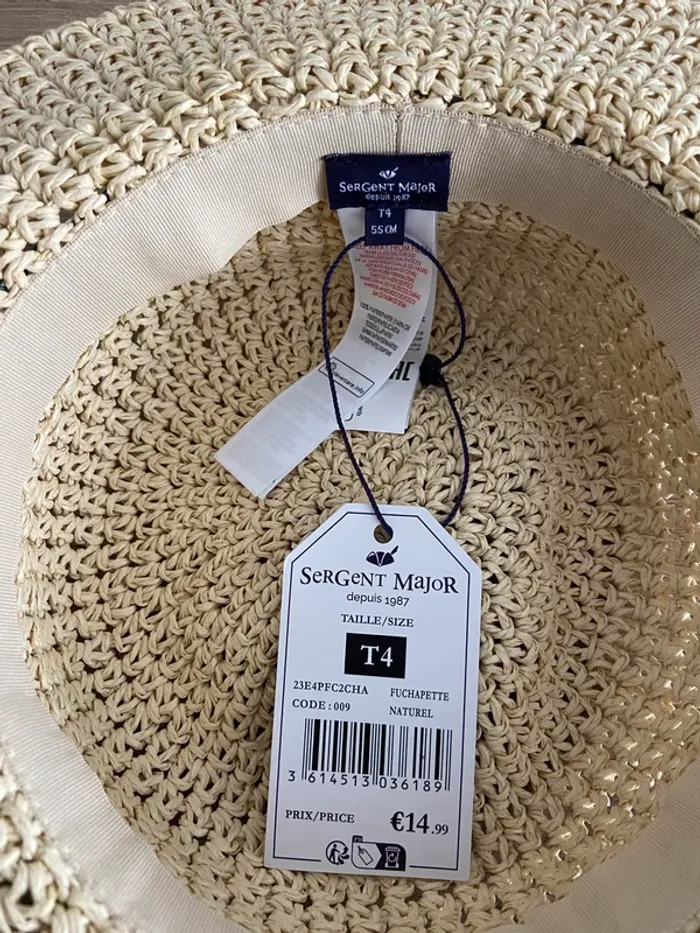 Chapeau tressé avec noeud sergent major neuf - photo numéro 3
