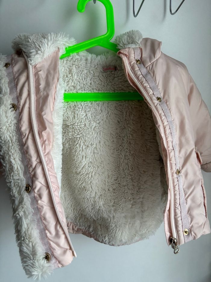 Doudoune rose clair billieblush capuche moumoute blanche fille 2ans - photo numéro 5