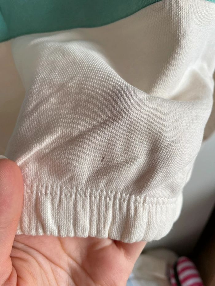 Pull blanc/crème, gris et vert, taille Xs, marque Kiabi. - photo numéro 2