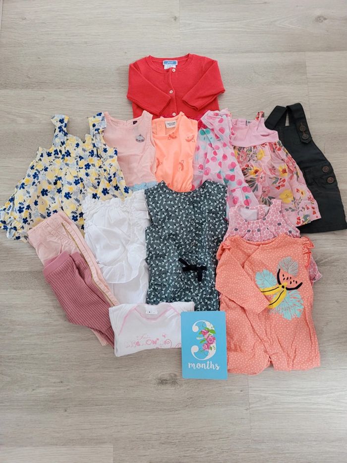 Lots de 13 articles bébé fille 3 mois