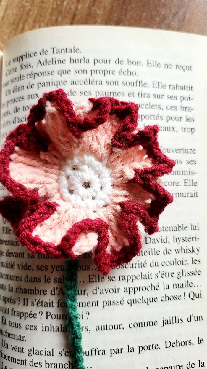 🟣 Marque Page Fleur rose et rouge 🟣 - photo numéro 2
