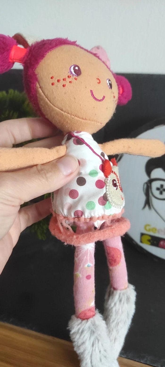 Doudou poupée chiffon Alice Lilliputiens chat renard fille rose couette robe sac - photo numéro 4
