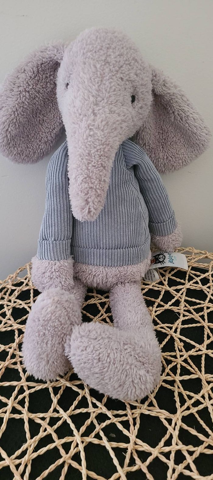Éléphant Jellycat Jumble 2021 Gris Bleu 29 cm - photo numéro 3