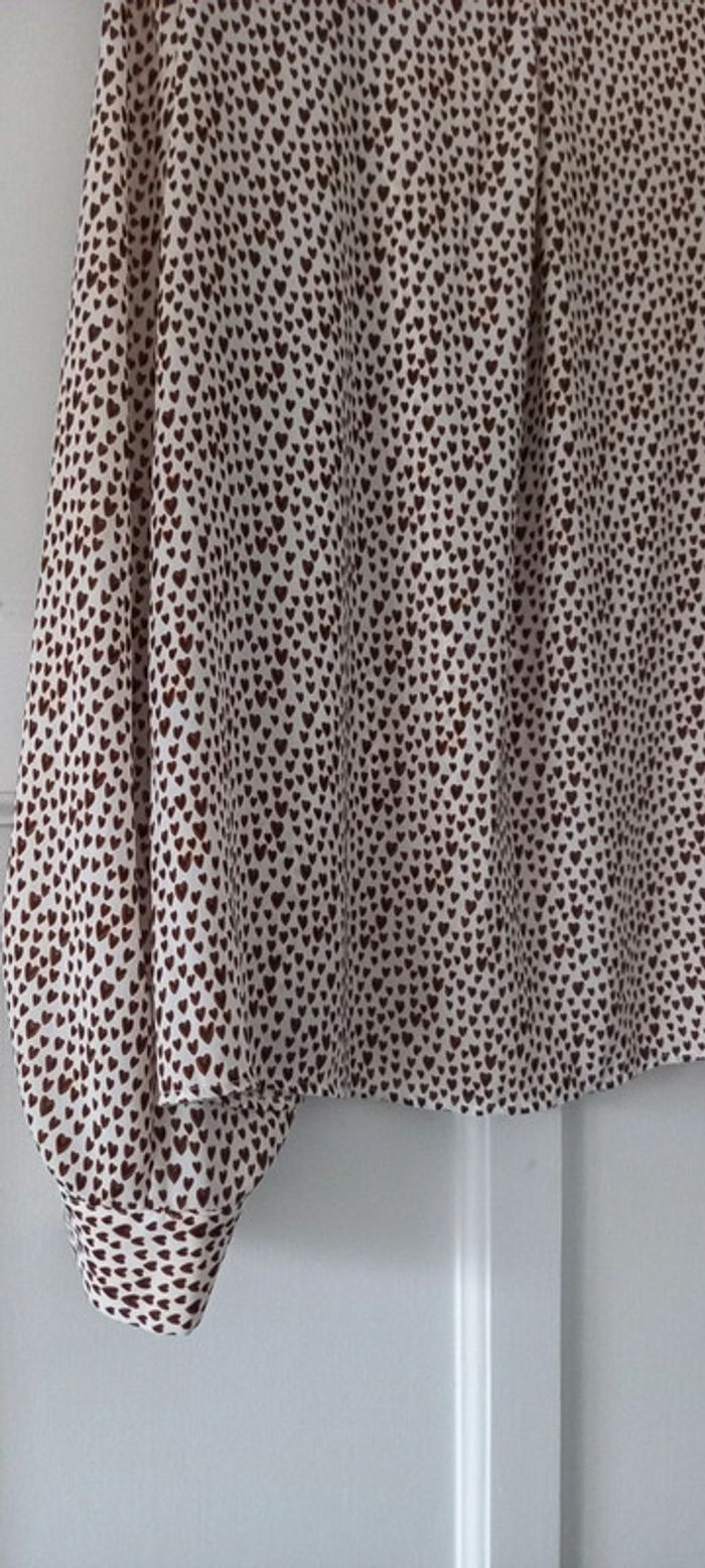Blouse manches longues motif cœurs marron et blanc La fée maraboutée 42 - photo numéro 3