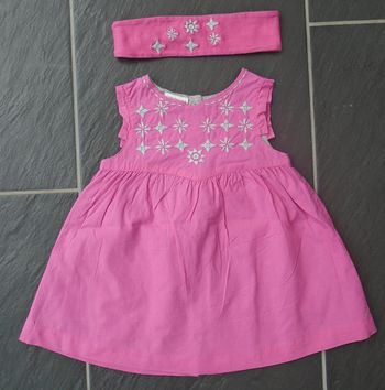 Très jolie robe rose et grise fille 3 mois (60 cm)+ bandeau + culotte DPAM