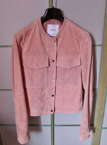 blouson daim rose pale "MANGO"