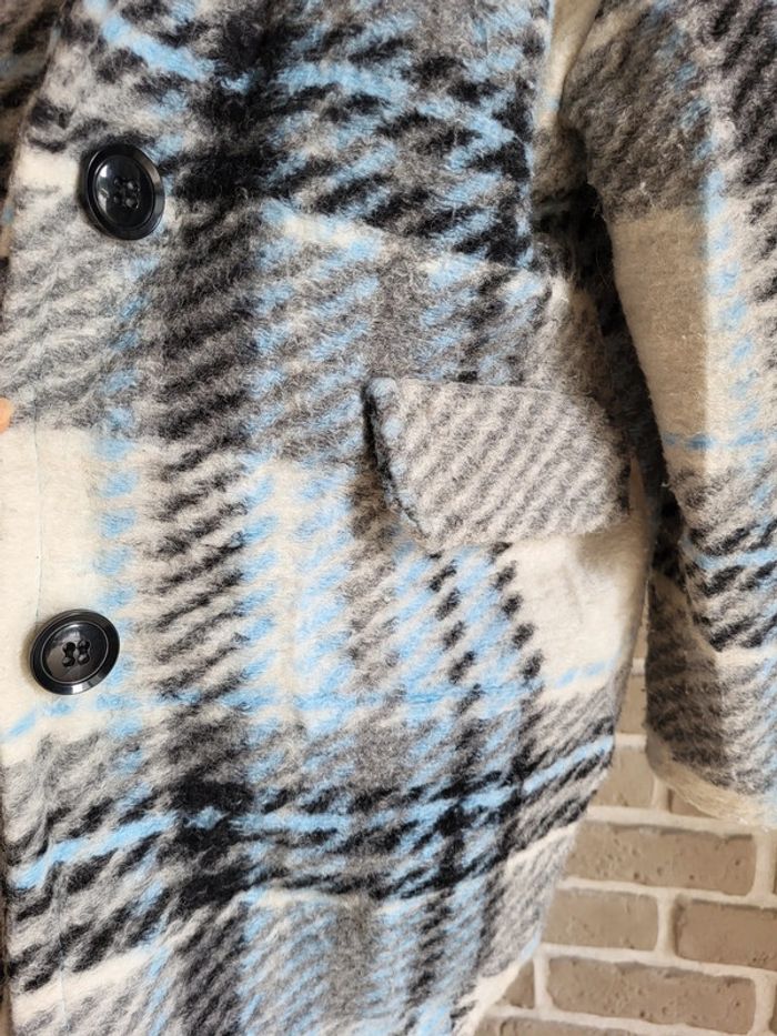 Manteau en laine à carreaux blanc et bleu - Made in Italy - photo numéro 7