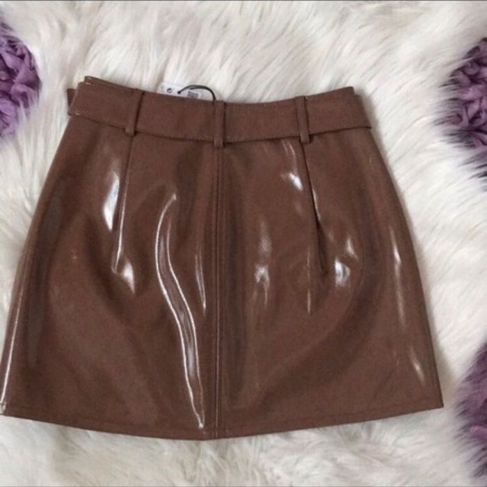 Jupe chic en vinyl marron - photo numéro 3