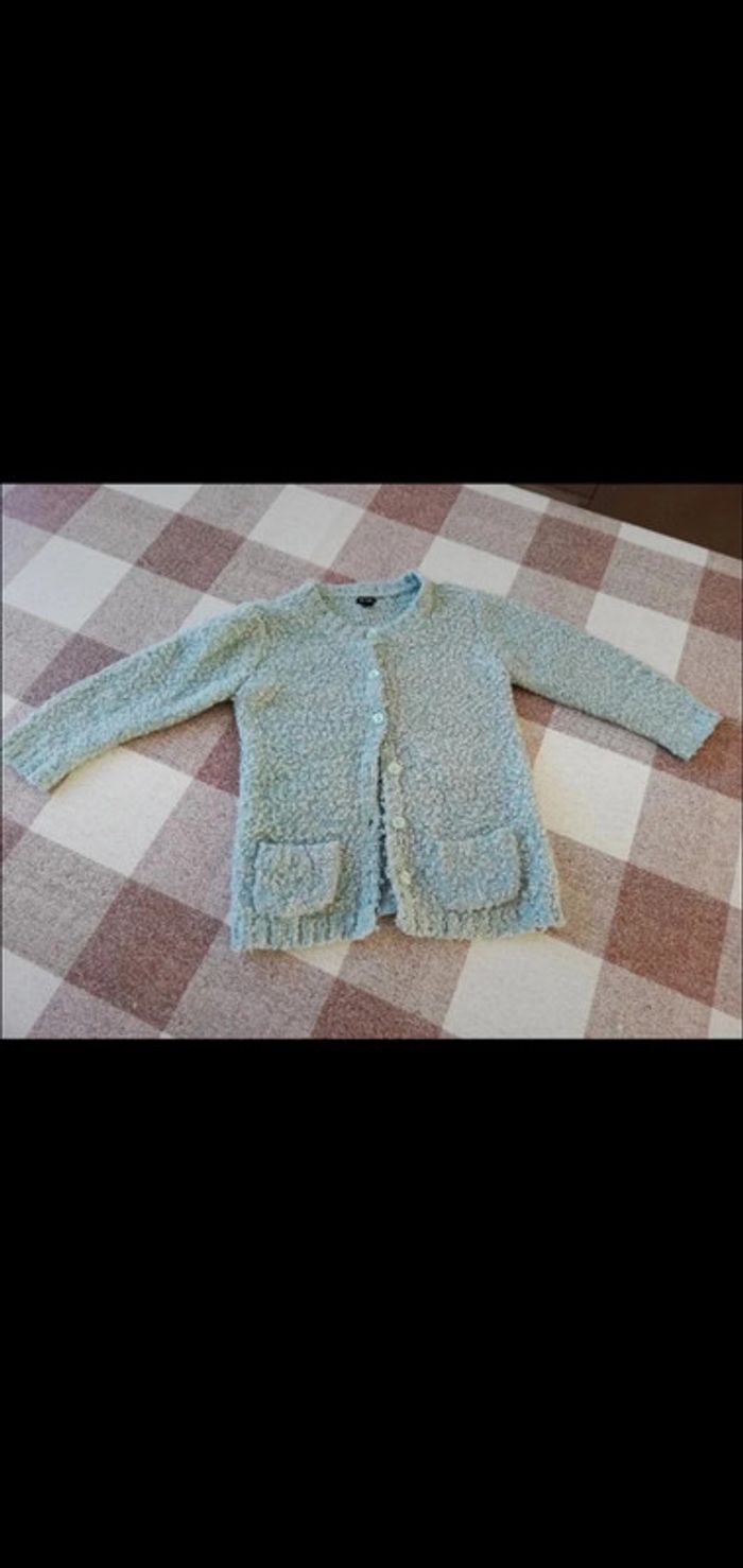 Gilet 4 ans épais vert moucheté à boutons Kiabi