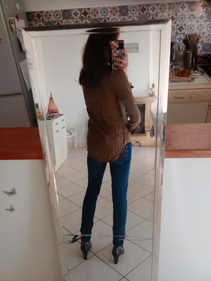 Chemise 38 femme cintrée – kaki c87 - photo numéro 4