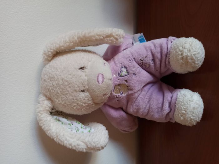 doudou lapin mauve tex