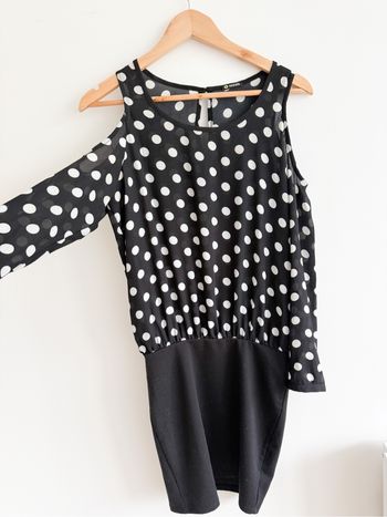 Robe épaules dénudée noir à motifs blanc appel’s taille 38 M