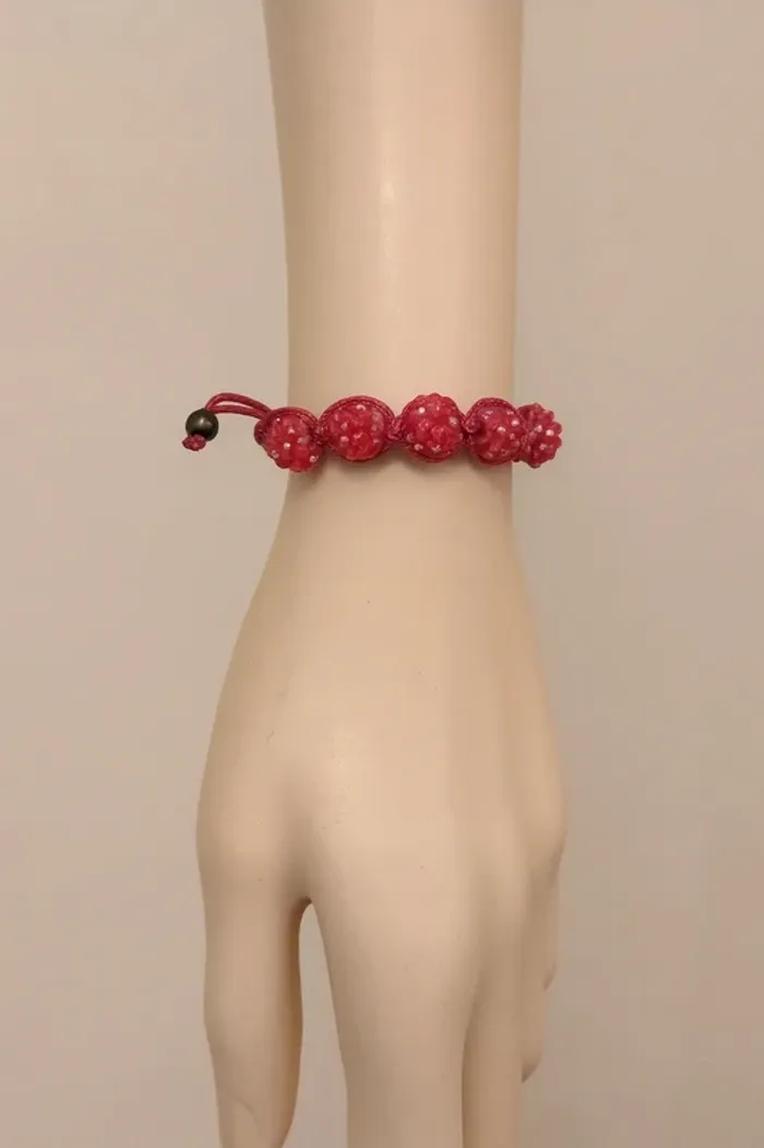 Bracelet perlé rose réglable