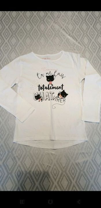 T-shirt fille manches longues 8 ans chat